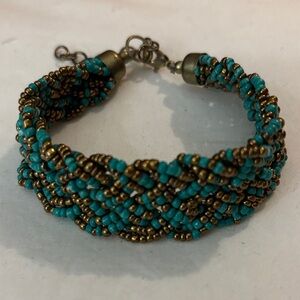 Turquoise and Bronze Beaded Bracelet